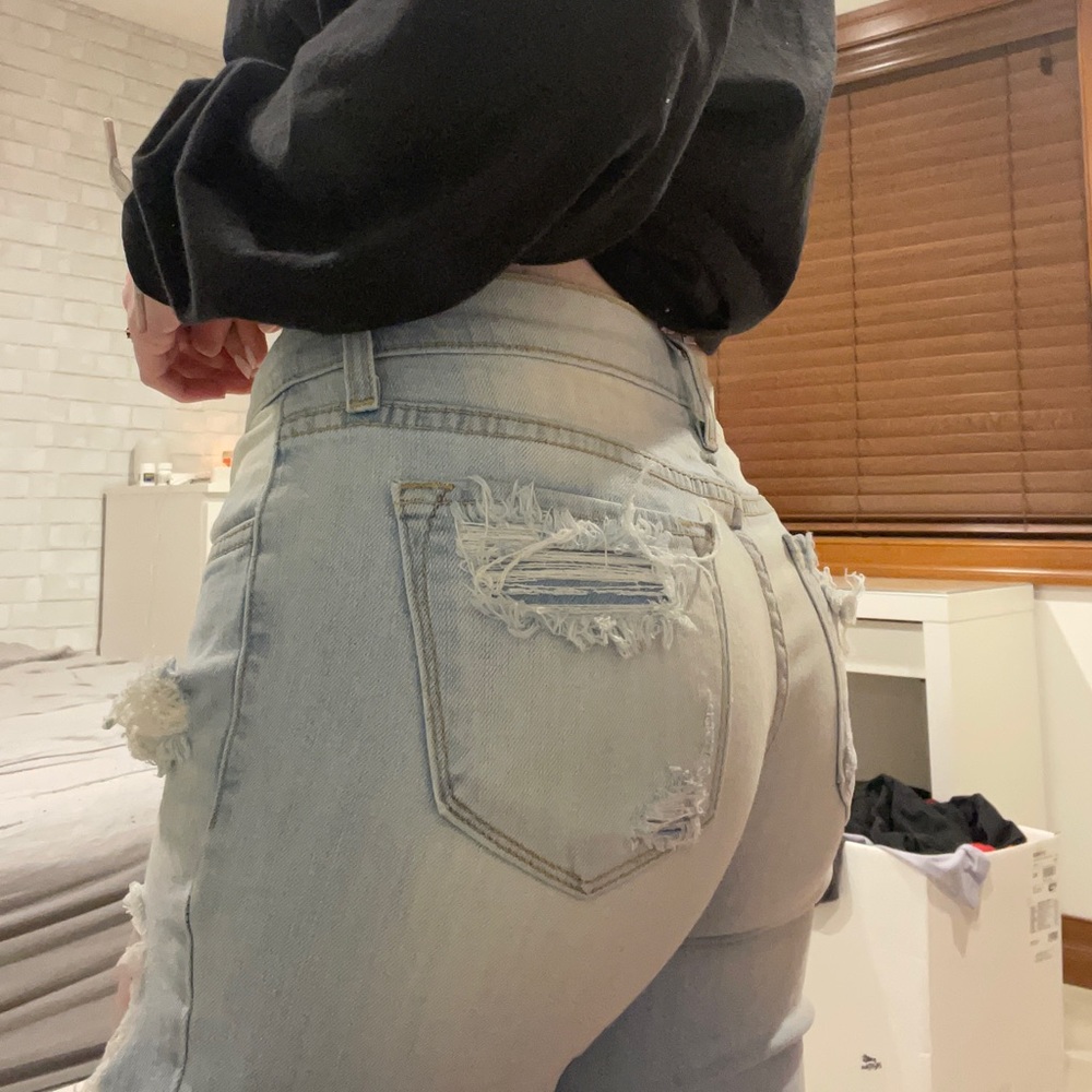low rise ripped jeans